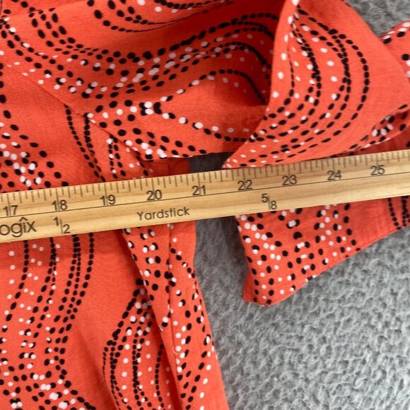 Ali Miles Top Womens Medium Coral Dot Pattern Button Up 3/4 Sleeve Wired Collar - Picture 8 of 10